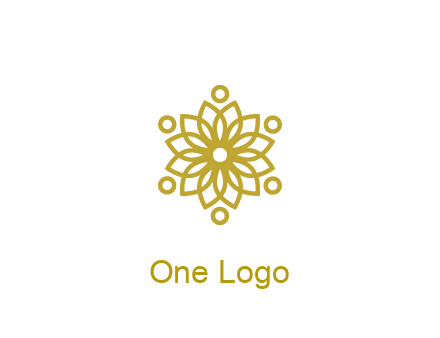 line art flower with circles around