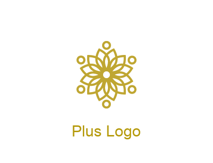 line art flower with circles around