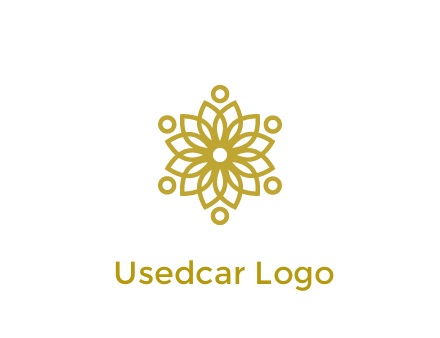 line art flower with circles around