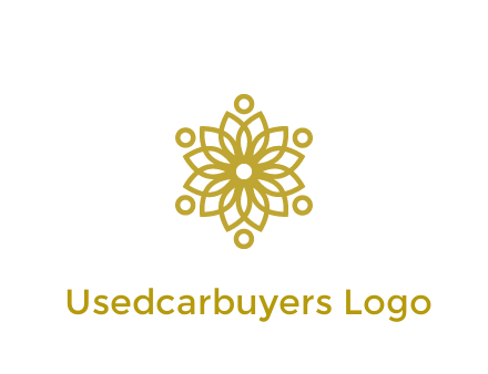 line art flower with circles around