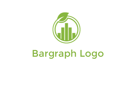 bars forming buildings in line art circle with leaf