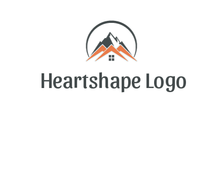 circle with mountain behind abstract houses