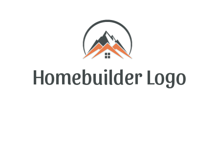 circle with mountain behind abstract houses