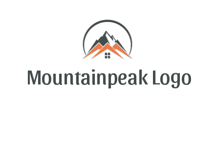 circle with mountain behind abstract houses