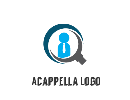 people icon wearing tie in abstract magnifying glass