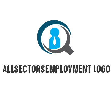 people icon wearing tie in abstract magnifying glass