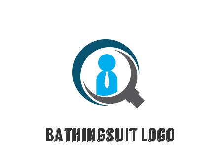 people icon wearing tie in abstract magnifying glass