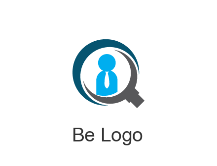 people icon wearing tie in abstract magnifying glass