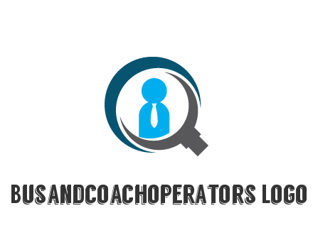 people icon wearing tie in abstract magnifying glass