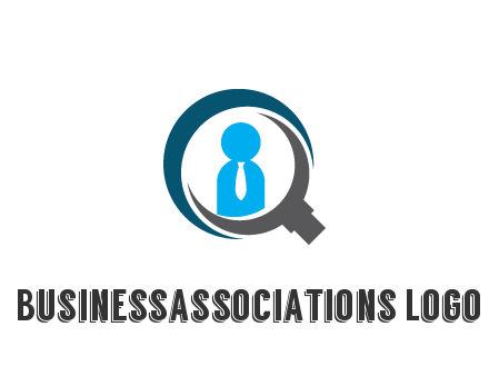 people icon wearing tie in abstract magnifying glass