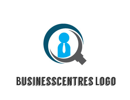people icon wearing tie in abstract magnifying glass