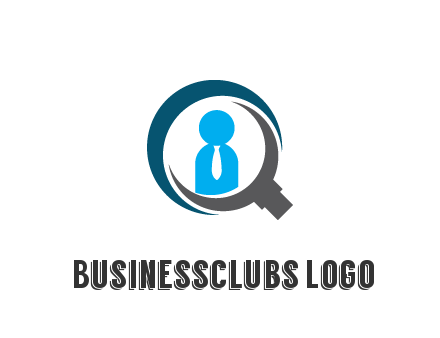 people icon wearing tie in abstract magnifying glass