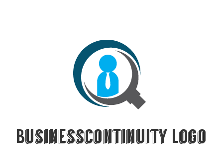 people icon wearing tie in abstract magnifying glass