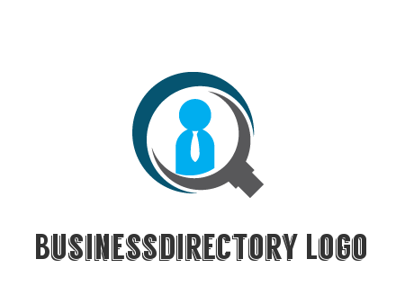 people icon wearing tie in abstract magnifying glass