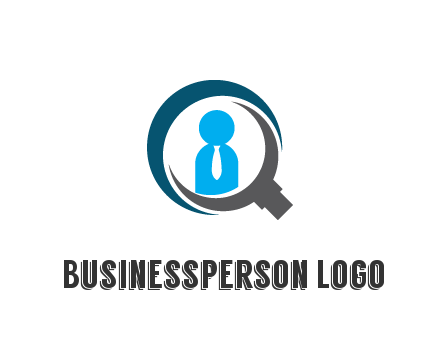 people icon wearing tie in abstract magnifying glass