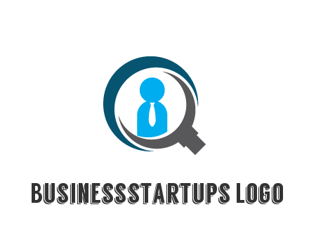 people icon wearing tie in abstract magnifying glass