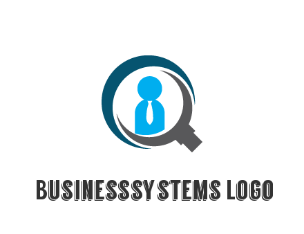 people icon wearing tie in abstract magnifying glass