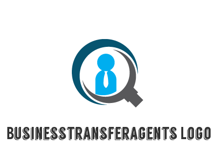 people icon wearing tie in abstract magnifying glass