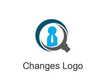 people icon wearing tie in abstract magnifying glass