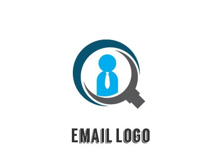people icon wearing tie in abstract magnifying glass