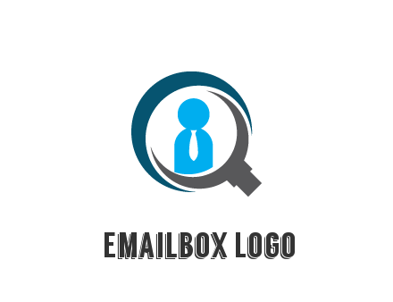 people icon wearing tie in abstract magnifying glass