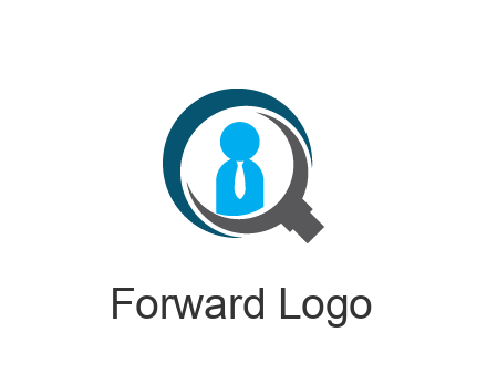 people icon wearing tie in abstract magnifying glass