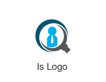 people icon wearing tie in abstract magnifying glass