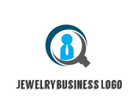 people icon wearing tie in abstract magnifying glass