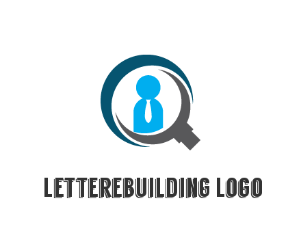 people icon wearing tie in abstract magnifying glass