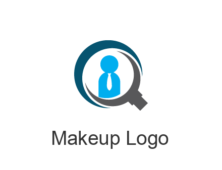 people icon wearing tie in abstract magnifying glass