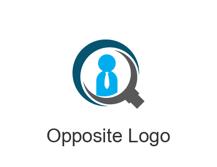 people icon wearing tie in abstract magnifying glass