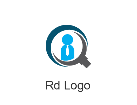people icon wearing tie in abstract magnifying glass