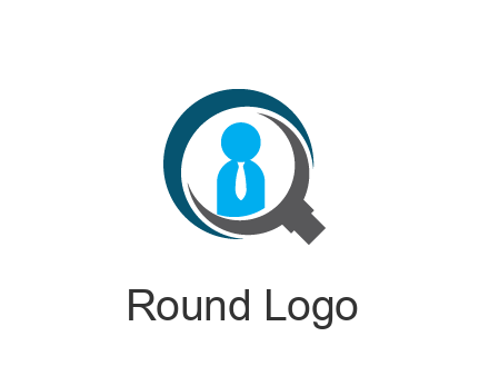 people icon wearing tie in abstract magnifying glass