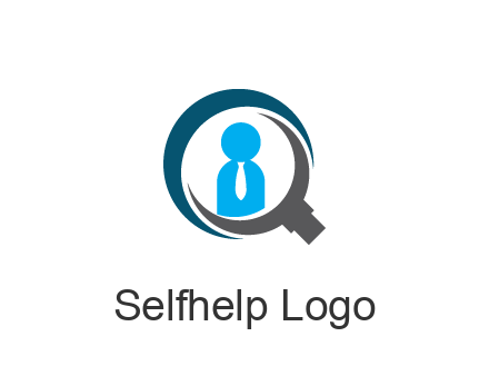 people icon wearing tie in abstract magnifying glass