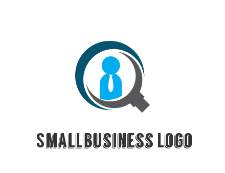 people icon wearing tie in abstract magnifying glass