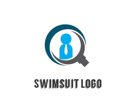 people icon wearing tie in abstract magnifying glass