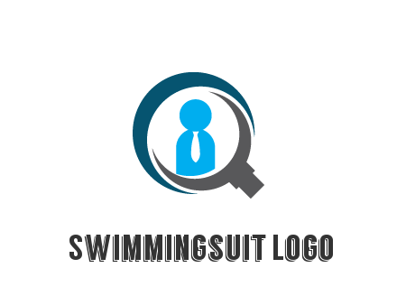 people icon wearing tie in abstract magnifying glass