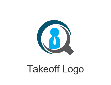 people icon wearing tie in abstract magnifying glass