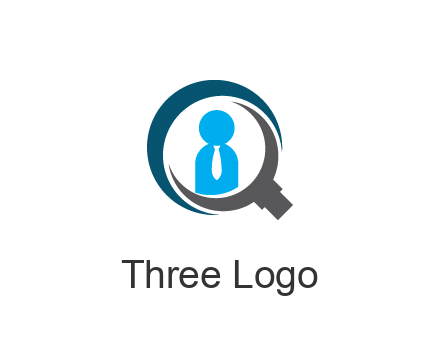 people icon wearing tie in abstract magnifying glass