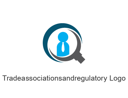 people icon wearing tie in abstract magnifying glass