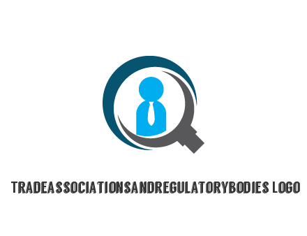 people icon wearing tie in abstract magnifying glass