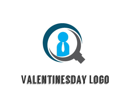 people icon wearing tie in abstract magnifying glass
