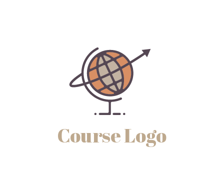 line art globe with arrow on swoosh