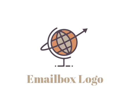line art globe with arrow on swoosh