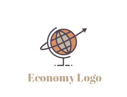 line art globe with arrow on swoosh