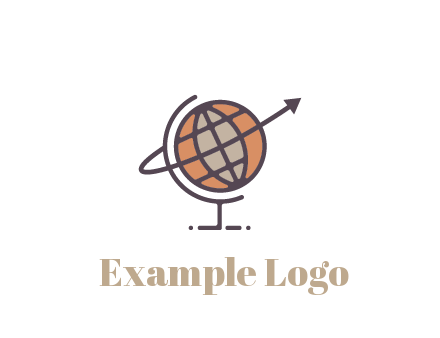 line art globe with arrow on swoosh