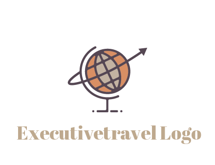 line art globe with arrow on swoosh