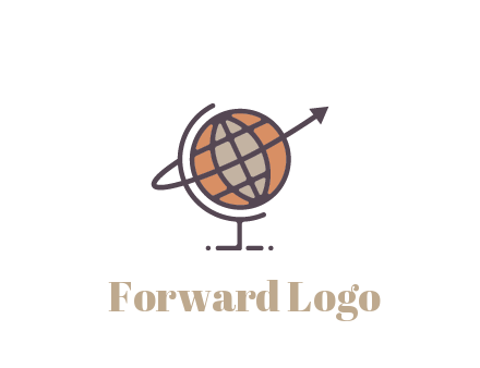 line art globe with arrow on swoosh