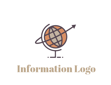 line art globe with arrow on swoosh