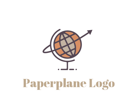 line art globe with arrow on swoosh